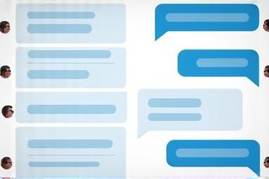 Image representing a chatbot interface with conversation bubbles