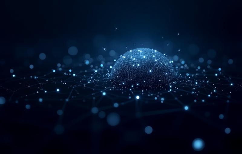 Abstract graphic representing artificial intelligence concepts with data points and connections